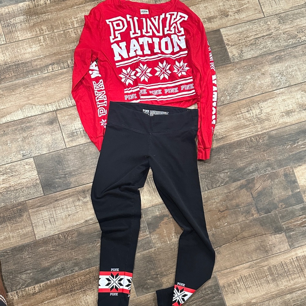 Victoria's Secret Red and Black PINK Nation Set